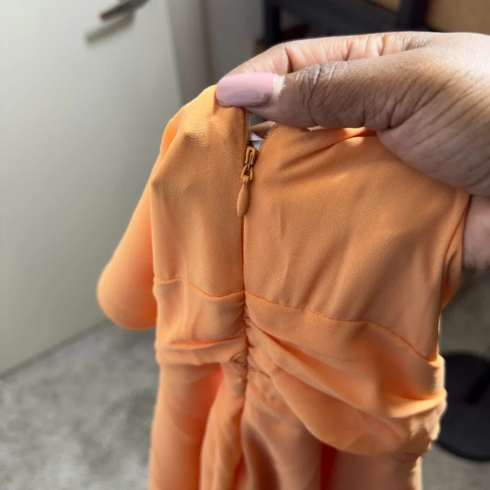 NEW Lulus Women‎ Midi Dress XS Orange Tiered Babydoll Party Day Event Wedding - Picture 11 of 13